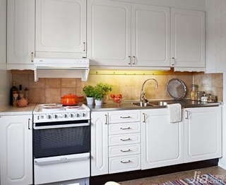 欧式风格二居室白色富裕型厨房橱柜图片