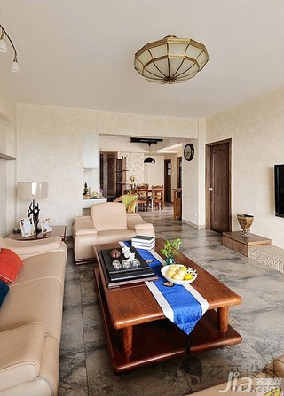 混搭风格三居室富裕型110平米客厅茶几效果图