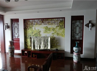 中式风格复式富裕型140平米以上客厅电视背景墙电视柜图片