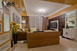 巫小伟简约风格三居室原木色富裕型130平米客厅吊顶效果图