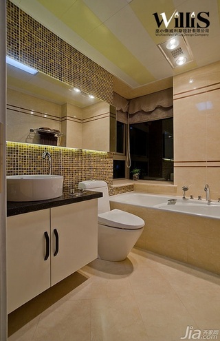 巫小伟简约风格三居室富裕型130平米卫生间吊顶洗手台效果图