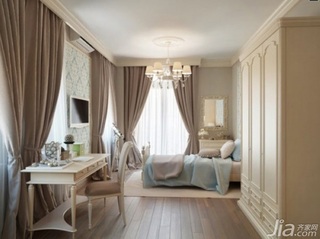 欧式风格二居室富裕型卧室电视背景墙床效果图