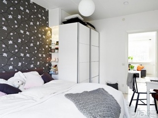 简约风格二居室富裕型60平米卧室床效果图