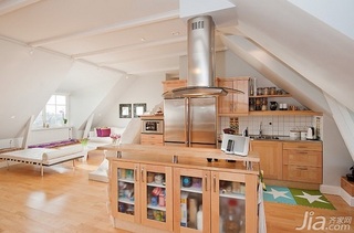 欧式风格公寓原木色富裕型厨房橱柜安装图