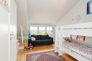 欧式风格公寓富裕型儿童房卧室背景墙床图片