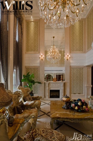 欧式风格别墅豪华型140平米以上客厅背景墙壁纸图片