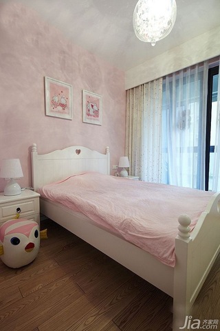简约风格二居室可爱粉色富裕型儿童房儿童床效果图