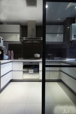 简约风格二居室黑白富裕型厨房橱柜设计图
