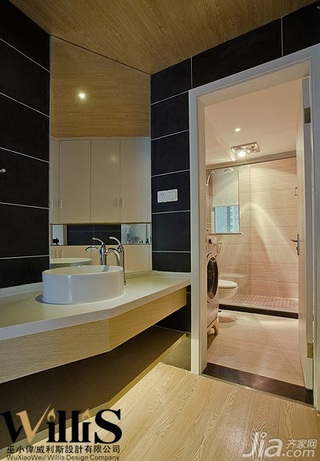 巫小伟简约风格三居室富裕型130平米卫生间洗手台图片