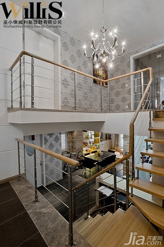 巫小伟简约风格复式富裕型140平米以上楼梯装修效果图