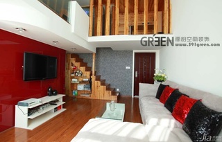 loft风格小户型经济型40平米客厅电视背景墙沙发效果图