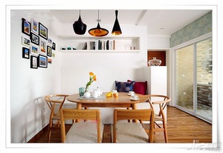 简约风格三居室经济型100平米餐厅照片墙餐桌效果图