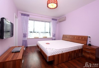 简约风格小户型紫色经济型60平米卧室窗帘婚房家居图片
