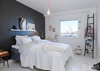 简约风格复式富裕型卧室卧室背景墙床图片