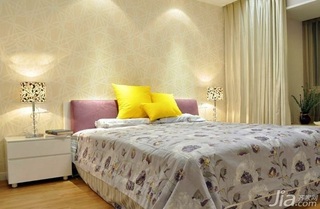 混搭风格公寓富裕型130平米卧室卧室背景墙床效果图