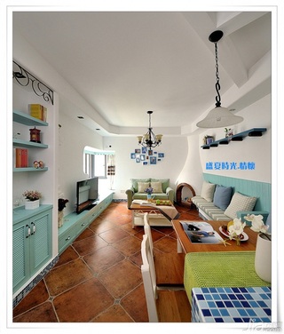 地中海风格三居室富裕型90平米装修图片