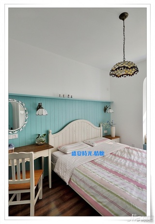 地中海风格三居室富裕型90平米卧室卧室背景墙床效果图