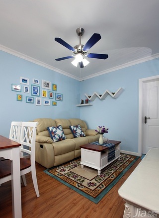 地中海风格小户型蓝色经济型50平米客厅沙发背景墙沙发婚房家装图片