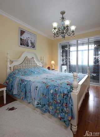 地中海风格小户型经济型50平米卧室卧室背景墙床婚房设计图