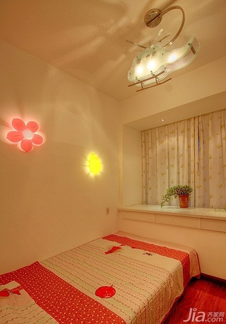 田园风格公寓富裕型90平米卧室飘窗床图片