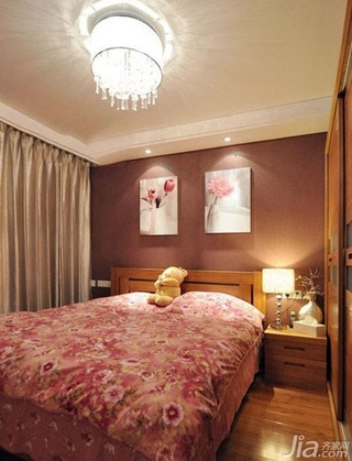 简约风格二居室咖啡色富裕型卧室卧室背景墙床婚房平面图