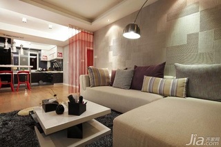 简约风格公寓富裕型客厅沙发背景墙茶几图片