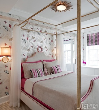混搭风格公寓可爱富裕型80平米卧室卧室背景墙床效果图