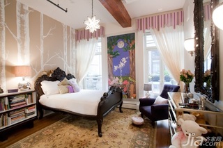 混搭风格公寓富裕型80平米卧室卧室背景墙床效果图