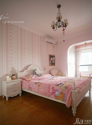 混搭风格公寓可爱富裕型80平米卧室卧室背景墙床效果图