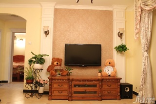 美式乡村风格二居室富裕型80平米电视背景墙装修效果图