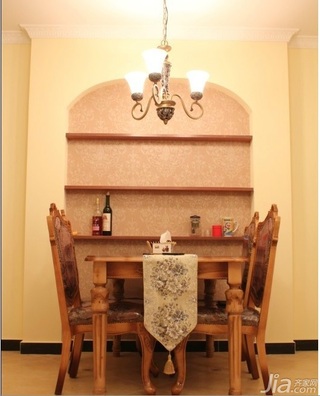 美式乡村风格二居室富裕型80平米餐厅餐厅背景墙餐桌图片