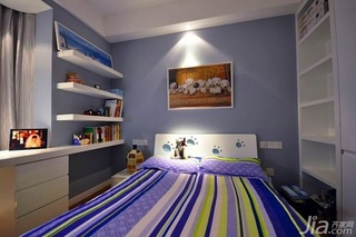 简约风格公寓紫色富裕型130平米卧室床婚房家居图片
