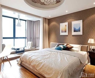 简约风格公寓富裕型130平米卧室卧室背景墙床图片