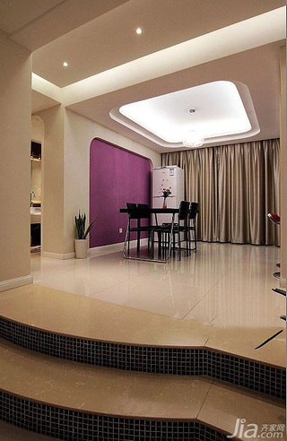 混搭风格公寓紫色富裕型餐厅餐厅背景墙餐桌婚房设计图纸