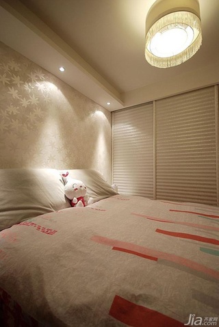 混搭风格公寓富裕型100平米卧室卧室背景墙床效果图
