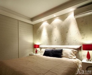 混搭风格公寓富裕型100平米卧室卧室背景墙床图片
