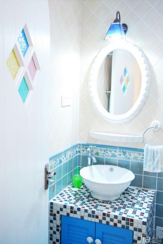 地中海风格公寓富裕型110平米卫生间洗手台效果图