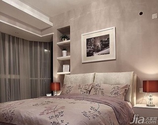 混搭风格公寓富裕型110平米卧室卧室背景墙床婚房家居图片