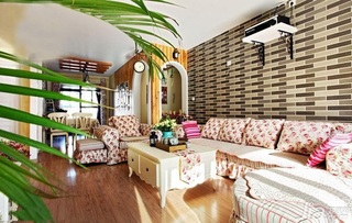 田园风格公寓富裕型130平米客厅沙发背景墙沙发图片