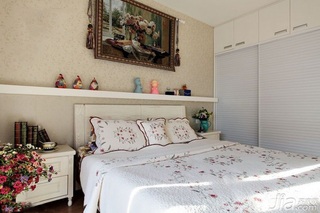 田园风格公寓富裕型130平米卧室卧室背景墙床效果图
