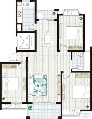 田园风格公寓富裕型130平米装修效果图