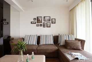 简约风格公寓富裕型80平米客厅沙发背景墙沙发婚房家装图片