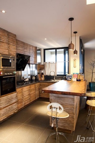 混搭风格公寓富裕型90平米厨房吧台橱柜设计