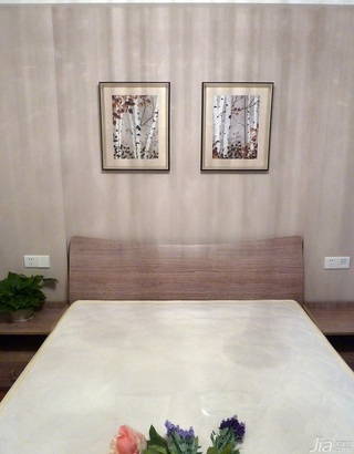 简约风格三居室富裕型90平米卧室床图片