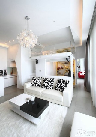 简约风格一居室白色富裕型90平米客厅吊顶沙发效果图