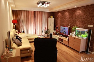 简约风格三居室富裕型90平米客厅电视背景墙沙发图片