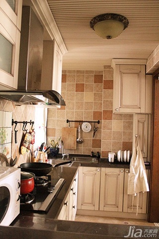 混搭风格三居室富裕型90平米厨房橱柜图片