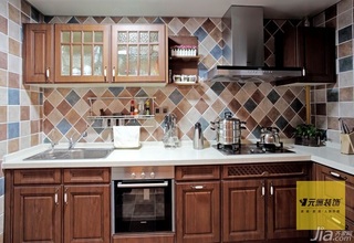 美式乡村风格二居室富裕型110平米厨房橱柜定制