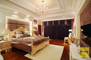 新古典风格别墅豪华型140平米以上卧室吊顶床图片
