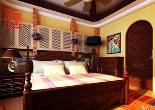 混搭风格二居室富裕型140平米以上卧室吊顶床效果图
